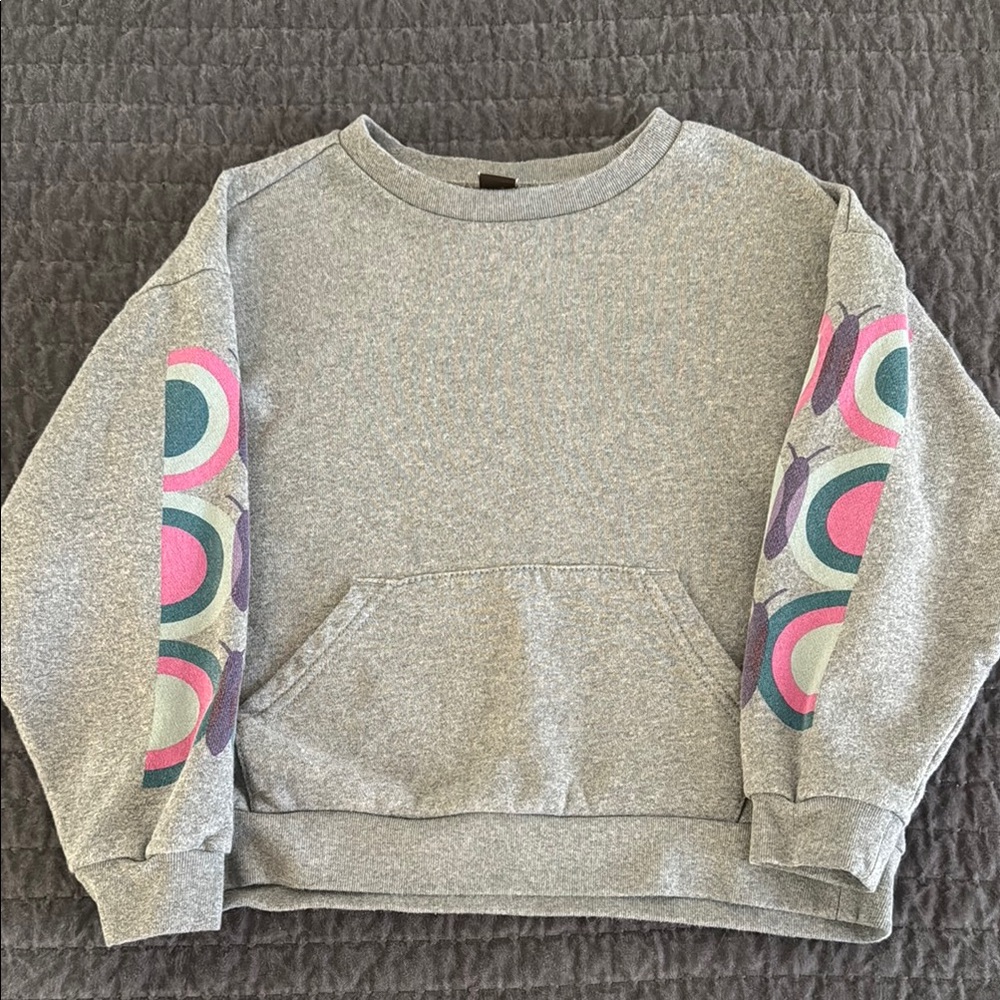 Tea Collection Butterfly Sleeve Gray Sweatshirt
